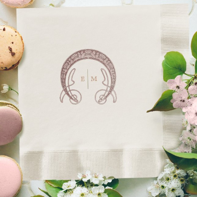 Rosa Art nouveau Monogram Initialer Bord Decor Pappersservett (Skapare uppladdad)