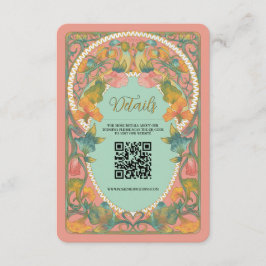 Rosa Art nouveau QR-tilläggskort Bröllop Tilläggskort
