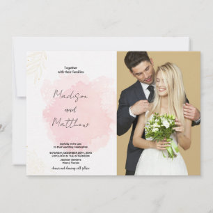 Rosa Art Wedding-inbjudningar med foto Inbjudningar