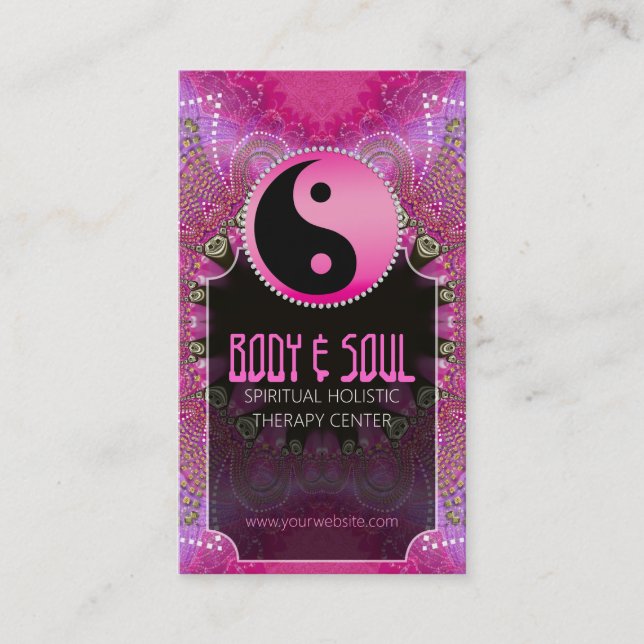 Rosa Artistry YinYang New Age Yoga Affärskorts Visitkort (Framsida)