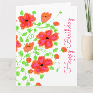Rosa Artsy Blommigt Kort