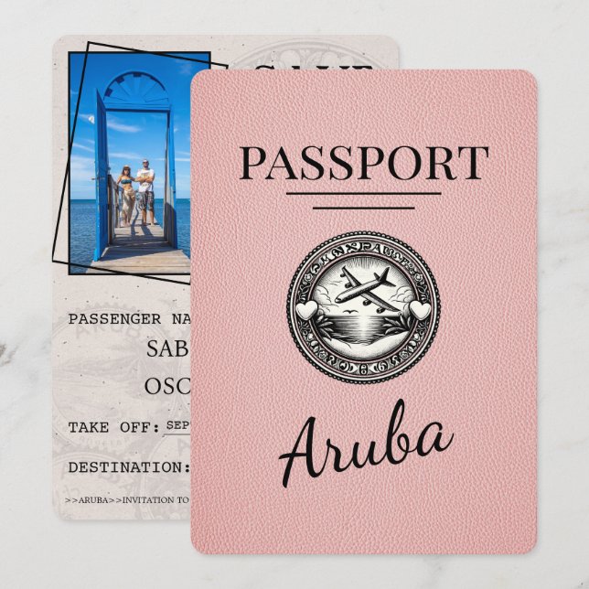 Rosa Aruba Passport Spara datum Datumet (Fram/baksida)