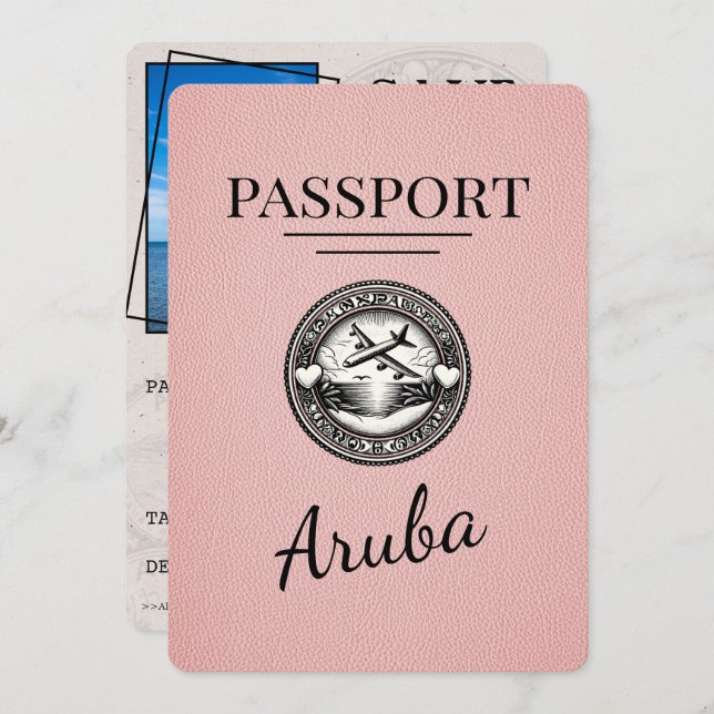 Rosa Aruba Passport Spara datum Spara Datumet (Fram/baksida)