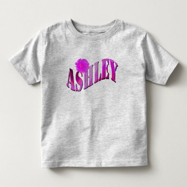 Rosa Ashley Girls Namn T Shirt (Framsida)