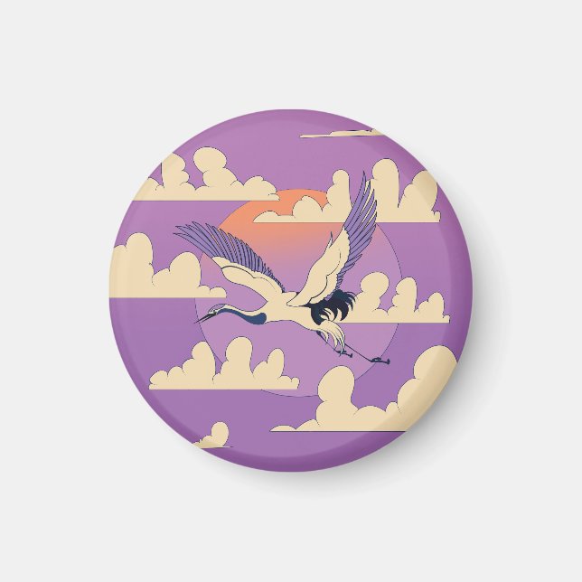 Rosa Asian Crane Bird Magnet (Framsidan)