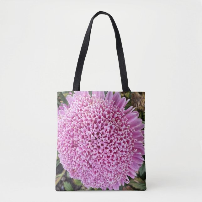 Rosa Aster Blommig Axelväska Tygkasse (Framsida)