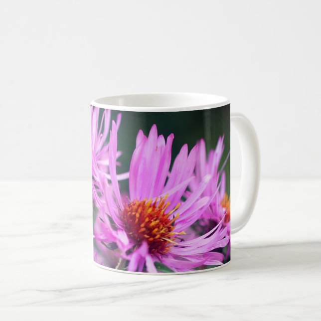 Rosa Aster Flowers Personlig Kaffemugg (Framsida höger)