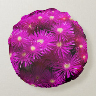 Rosa Aster Flowers Rund Kudde