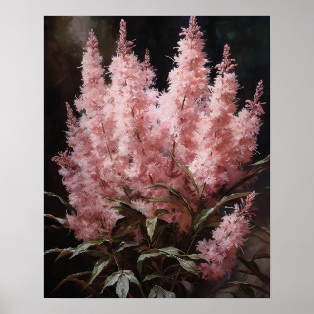 Rosa Astilbe Flowers Art Print Poster (Framsidan)