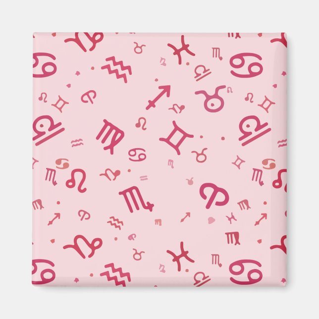 Rosa Astrology Zodiac Symbol-tecken Magnet (Framsidan)