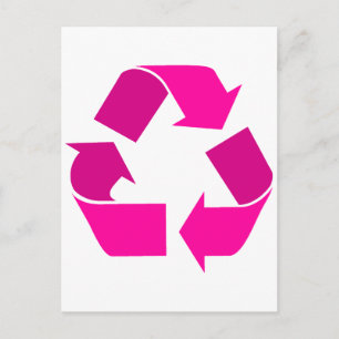 rosa återvinna symbol vykort