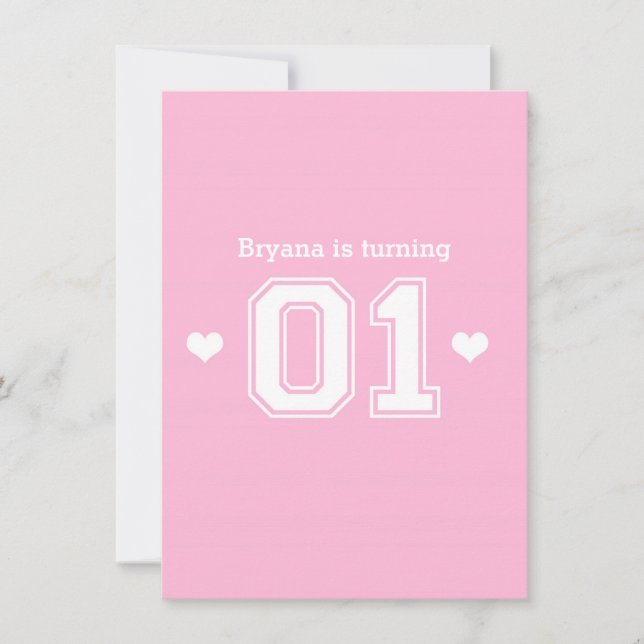 Rosa Atletiska 01 1-års Födelsedagsfest Inbjudning Inbjudningar (Framsida)