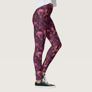 Rosa atletiska Calla liljor Fantasi Mors dag Leggings