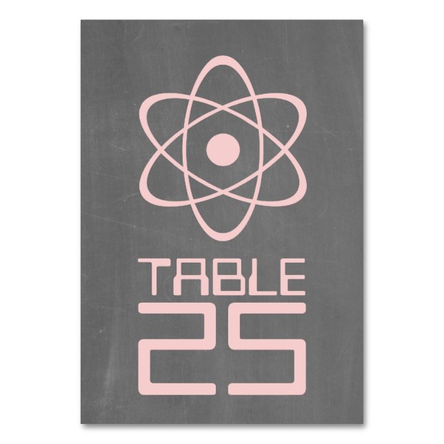 Rosa Atomic Chalkboard Bord Card Bordsnummer (Framsidan)