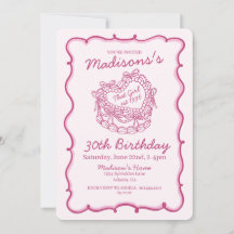 Rosa att tjejen Retro Heart Coquette Cake Birthday