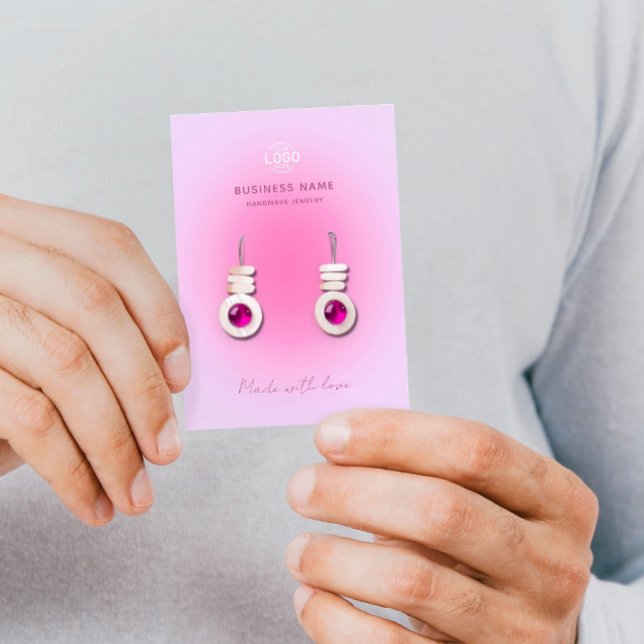 Rosa Aura Modern Snyggt Earrings Visning Card Visitkort (Skapare uppladdad)