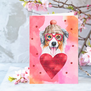 Rosa Australian shepherd Valentine Day Gift Hund Kort