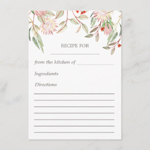 Rosa australisk blomsterreceptkort tilläggskort