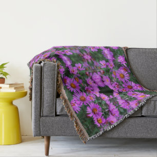 Rosa Autumn Aster Flowers Abstrakt Filt