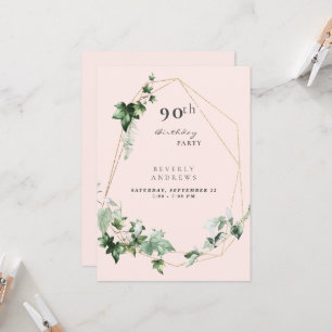 Rosa av 90:e Födelsedagsfest Elegant Foliage Champ Inbjudningar