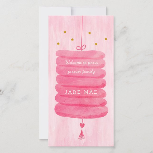 Rosa av adoptionskort - en för familjen avsedd lam (Framsida)