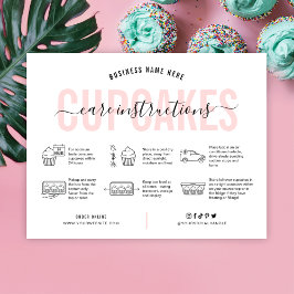 Rosa av Aesthetic Cupkaka Care Instructions Card Tack Kort