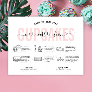 Rosa av Aesthetic Cupkaka Care Instructions Card Tack Kort
