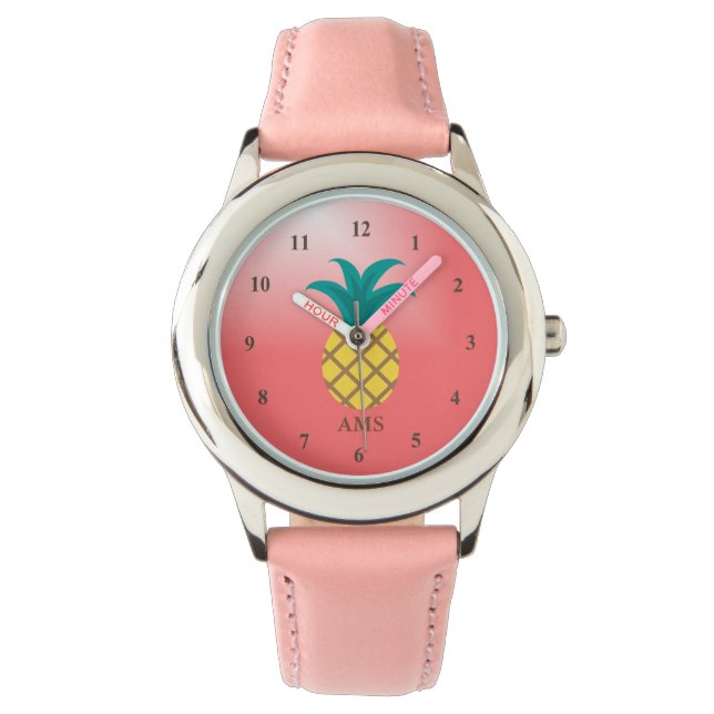 Rosa av akut ananas armbandsur (Framsida)