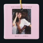 Rosa av akut Vintage | Merry and Married Photo Julgransprydnad Keramik<br><div class="desc">Minimalistisk rosa av skrivmaskin-Vintage | Ät och gift fotokeramisk prydnadsföremål</div>