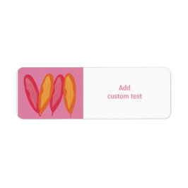 rosa av anpassningsbar färgad med fjädrar returadress etikett