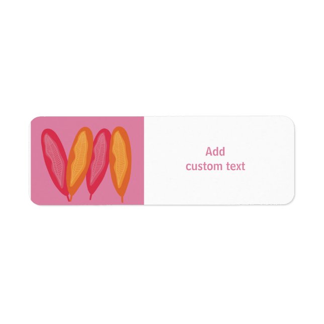 rosa av anpassningsbar färgad med fjädrar returadress etikett (Framsidan)