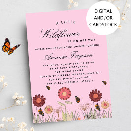Rosa av  av jaktblommor med babyer inbjudningar