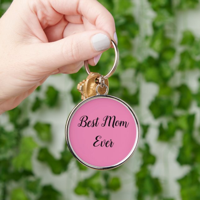 Rosa av bästa mamma någonsin rund silverfärgad nyckelring (Hand)