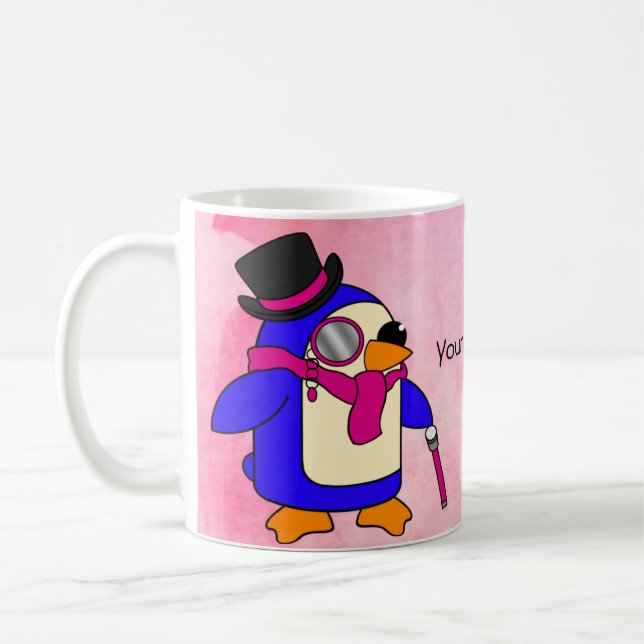 Rosa av bläddringsblommor med tecknad kaffemugg (Vänster)