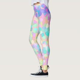 Rosa av blått Gult Grönt Pastel Mosaic-Abstrakt Leggings