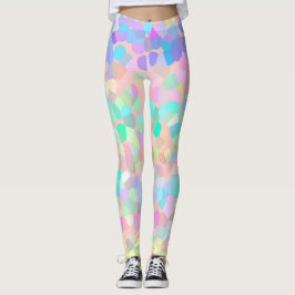 Rosa av blått Gult Grönt Pastel Mosaic-Abstrakt Leggings