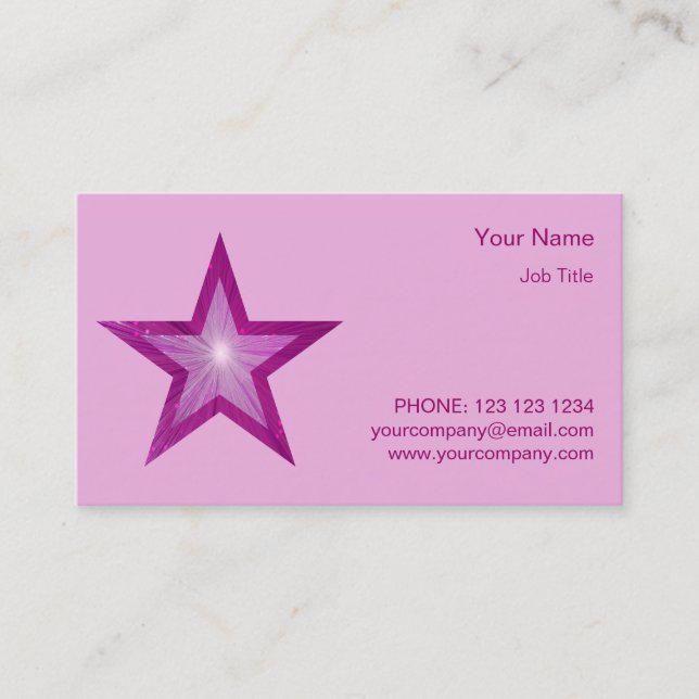 rosa av blek i affärskortet rosa Star Visitkort (Framsida)