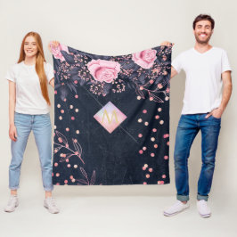 Rosa av Blommigt av giftighet vid marin Rosegold M Fleecefilt