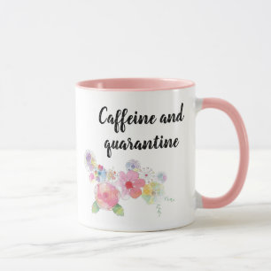 Rosa av Blommigt av koffein och karantän för vatte Mugg