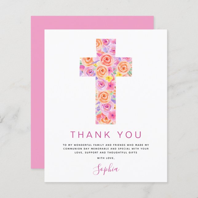 Rosa av Blommigt för  av Tack för budgetförsta Hel (Fram/baksida)