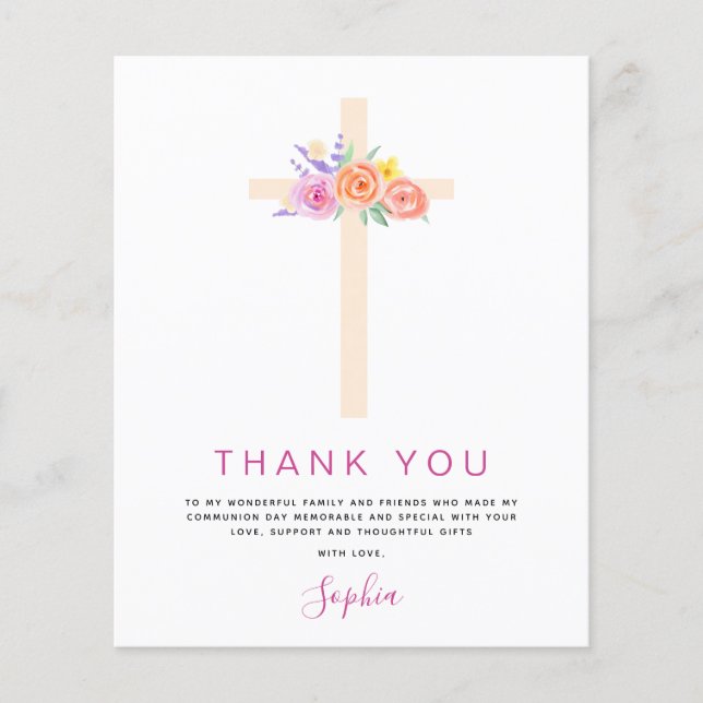 Rosa av Blommigt för  av Tack för budgetförsta Hel Flygblad (Framsidan)