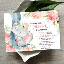 Rosa av blommigt i Elephant babydusch