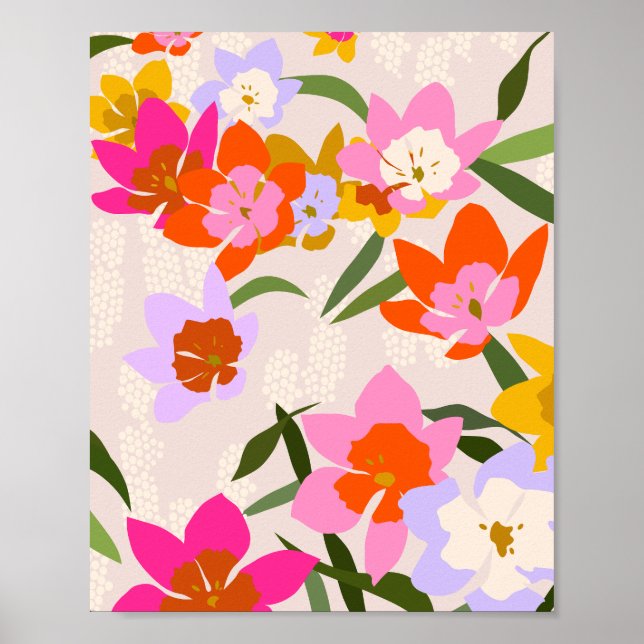 Rosa av Blommigt  Orange Lilac och Gult Poster (Framsidan)