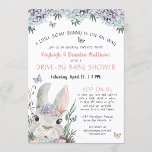 Rosa av Blommigt på Woodland Bunny med babystölde Inbjudningar