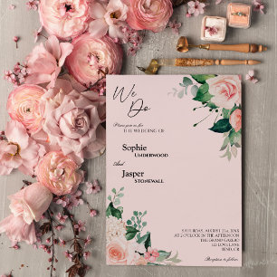 Rosa av Blommigt Vi gör bröllopsinbjudan Inbjudningar