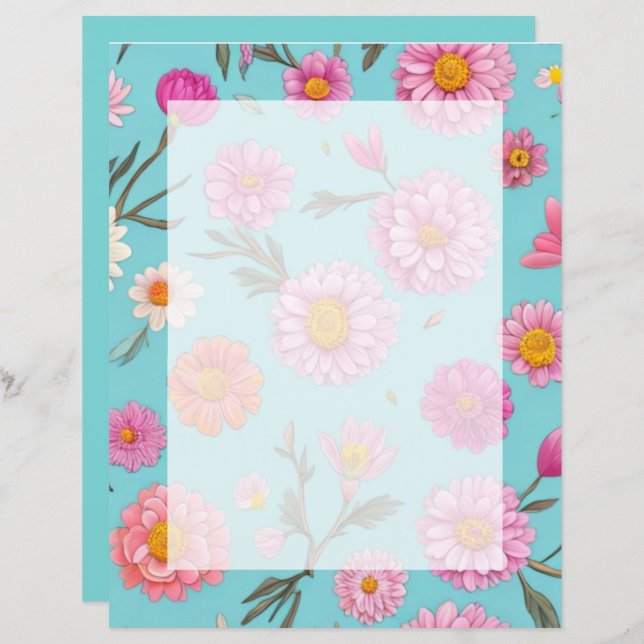 Rosa av blommor i blommigten  av vita daisy (Fram/baksida)