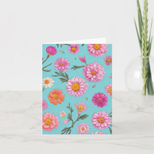 Rosa av blommor i blommigten av vita daisy inbjudan