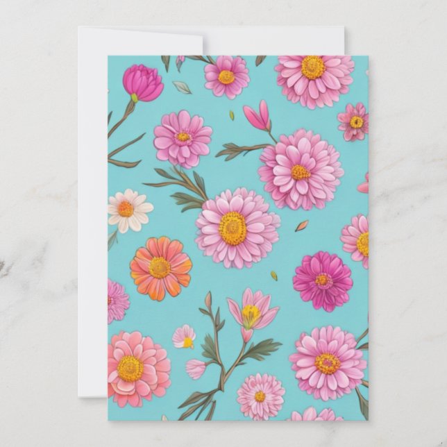 Rosa av blommor i blommigten  av vita daisy inbjudningar (Framsida)