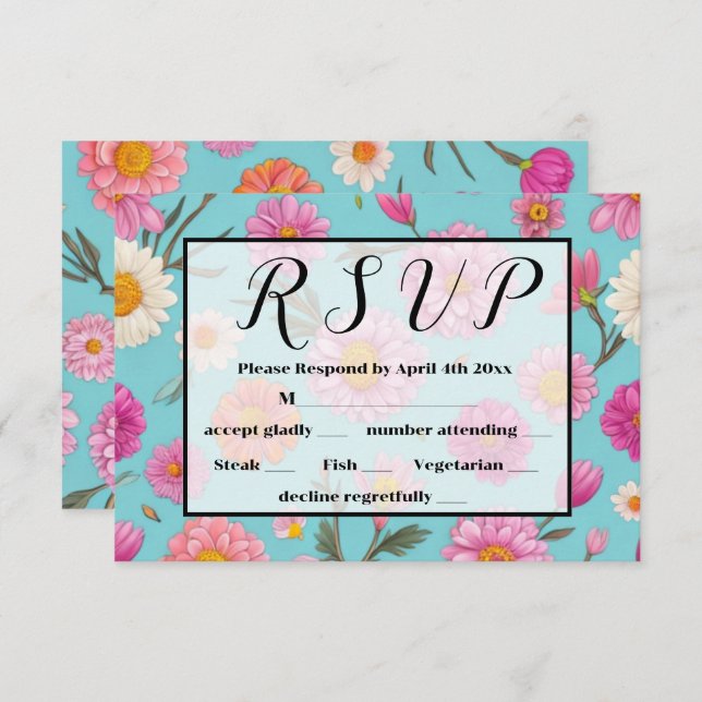 Rosa av blommor i blommigten  av vita daisy OSA kort (Fram/baksida)