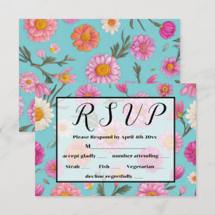 Rosa av blommor i blommigten av vita daisy OSA kort